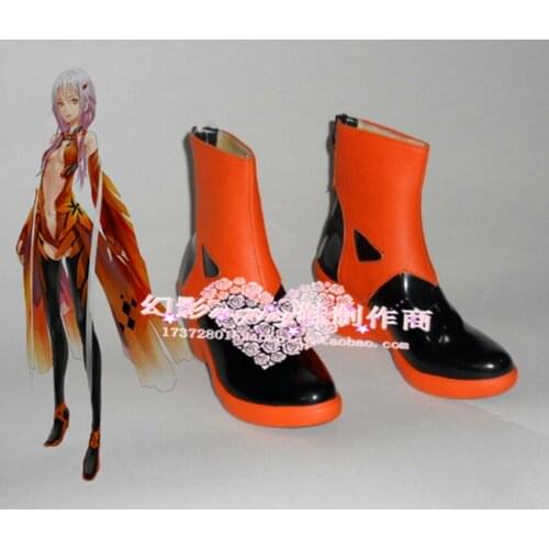 Guilty Crown Yuzuriha Inori Orange Halloween Cosplay Shoes Boots H016