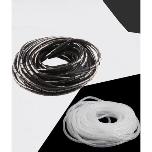 Black Clear White Wire Cable Tidy Organizer Management Spiral Wrapping bands Protector Diameter 4 6 8 10 12mm