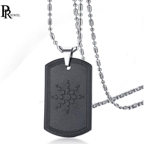 Stainless Steel Hematite Dog Tag Volcanic Lava Round Bio Scalar Energy Quantum Pendant Necklace with Free Chain