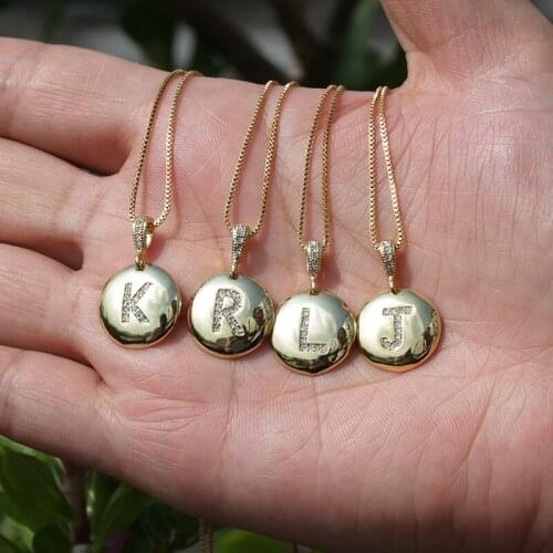 Fashion Female Girls Initial Letter Gold Necklace 26 Letters Charm Necklaces CZ Pendants Jewelry unique Name Necklace