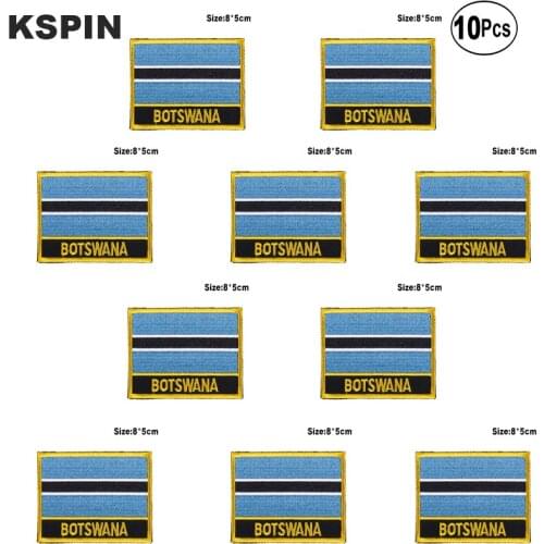 Botswana Flag Embroidery Patches Iron on Saw on Transfer patches Sewing Applications for Clothes in Home&Garden