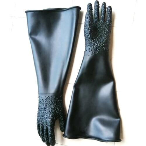 Sand blast gloves 68cm sand blasting gloves, sandblaster glove for sandblasting cabinet free shipping