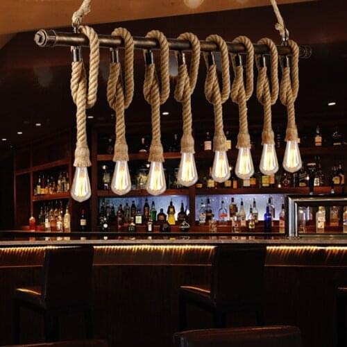 Restaurant Cafe clothing store bar lamp Water pipes Retro iron industrial wind rope Pendant Lights creative personality ZA SG28