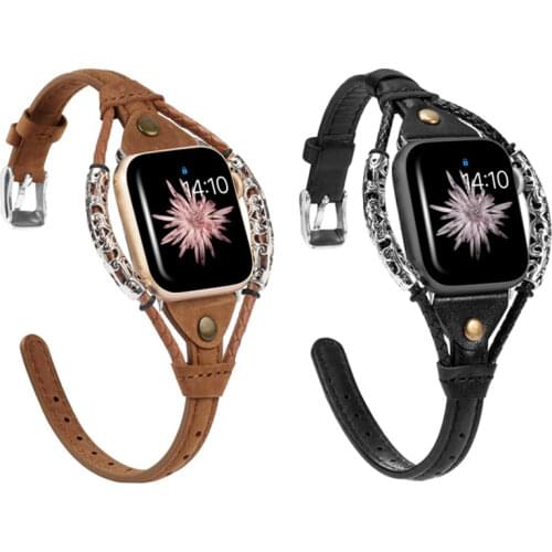 Genuine Leather Strap for Apple Watch Band 40mm 44mm 38mm 42mm Belt Accessories metal Bracelet correa Iwatch series 6/5/4/3/SE