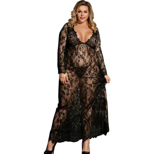 Sexy Lace Lingerie Set Home Pajamas Plus Size Sexy Dress Women Transparent Hot Underwear Set Silk Satin Lace Lingerie