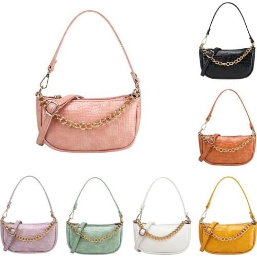 Women Crocodile Print Shoulder Bag Adjustable Strap Chain Handle Handbag Fashion Small Shell Shape Crossbody Bags