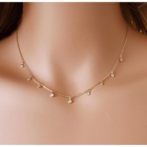 New Fashion Simple jewelry Border Crystal Tassel pendant Necklace for Single Layer Women Necklace gift wholesale