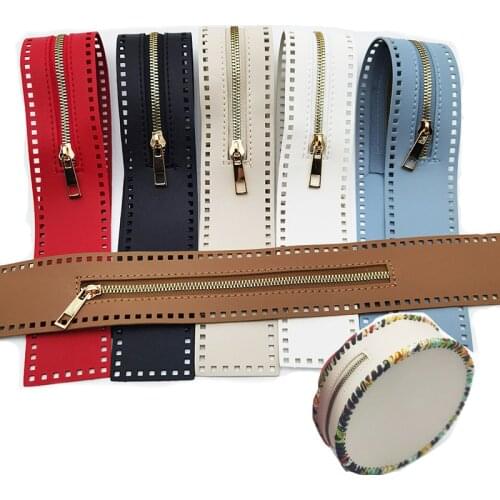 1 Pc DIY Woven Bag Zipper With Rope Hole 55cm Leather Zipper Accessories Woven Bag Zipper Knitting Hand Bag Parts Multicolor