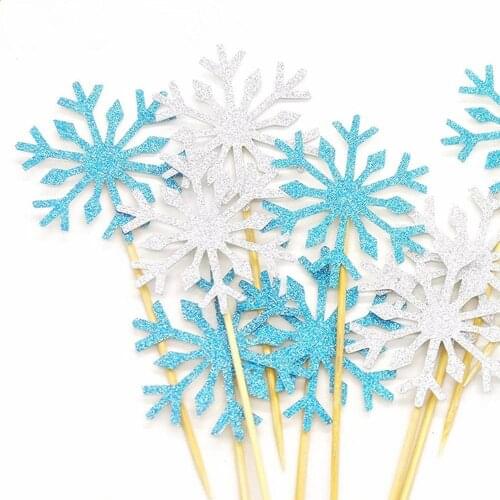 10pcs/lot Cute SnowFlake Cartoon Cupcake Topper Cake Flags For Wedding Birthday Party Baby Shower Decoration Supplies