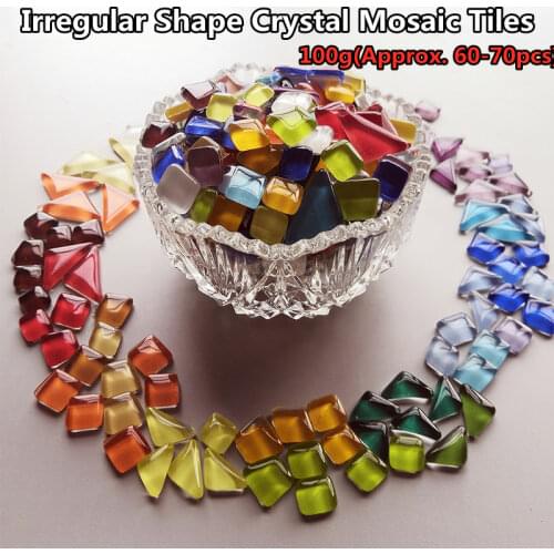 100g(approx. 60-70pcs) Colorful Crystal Mosaic Tiles Irregular Shape Mosaic Stone Mixed Color DIY Art Craft Materials for Fun