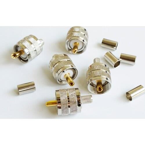 10X UHF Male PL259 PL 259 Plug Crimp For RG-8X RG8X LMR240 Cable Connector