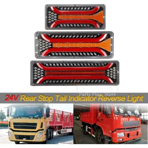 2PCS 24V Dynamic LED Car Truck Tail Light Turn Signal Rear Brake Lights Reverse Signal Lamp Trailer Lorry Bus Camper Caravan Van