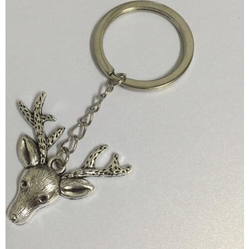 6PCS/Lot Vintage Deer Head Charm Pendant Key Chains Handmade Key Chains