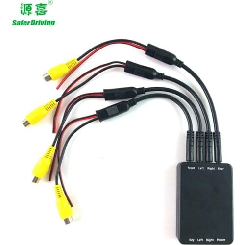 Saferdriving Car Multiple Image Switch Control Box 4 Cameras for Front/Rear/Left/Right View Parking Camera System Video