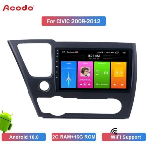 ACODO 2+16G Android 10.1 Car Radio Multimedia Player For Honda Civic 2008-2012 Navigation GPS 2 din