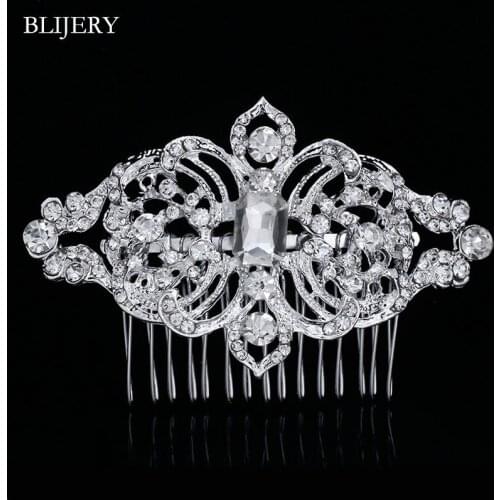 BLIJERY Fashion European Design Crystal Bridal Hair Combs for Women Engagement Party Wedding Hair Accessories Femme Hair Jewelry
