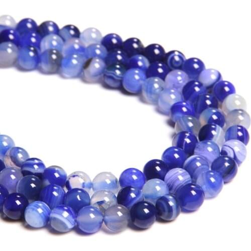 4 6 8 10 12 MM Matte Smootn Natural Dark blue agates Stone Beads loose spacer Dark blue Stripes Agates Beads for Jewelry Making