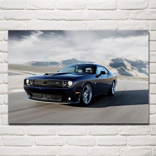 Challenger SRT cool Black Muscle Sport Car Living room home art decor artwork wood frame fabric posters prints KD258