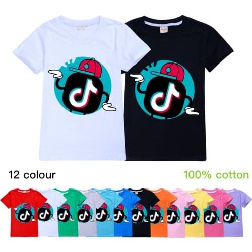 TIK TOK Summer Kids Top Short Sleeve T-shirt Cotton Tshirts Girls Clothes For Boys Tee costume christmas shirt