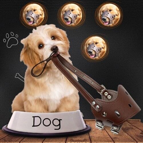 PU Leather Pet Dog Muzzle Adjustable Breathable Dog Prevention Bite Chew Masks for Small Medium Large Dogs Mouth Pet Supplies
