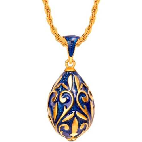 YAFFIL Enamel Handmade Necklace Women Brass Gold Plating Egg Pendant Charms Easter Jewelry Crystal Necklace Womens Gift 1243