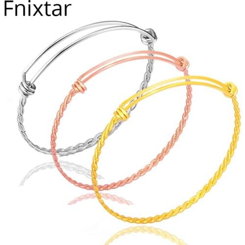 Fnixtar 316L Adjustable Stainless Steel Bangle & Bracelet for Women DIY Jewelry Making 3 Colors Cuff Bangle Bracelet 10pcs/lot