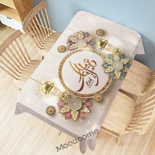 Eid Mubarak Decoration Ramadan Kareem Decorative Wall Tapestry Flower Islamic Art Tablecloth Water Resistant Linen Table Cloth