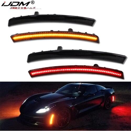 IJDM Full LED Strip Front & Rear Side Marker Light For 2014-19 Chevy C7 Corvette Turn Signal Light,Replace OEM Sidemarker Lamps