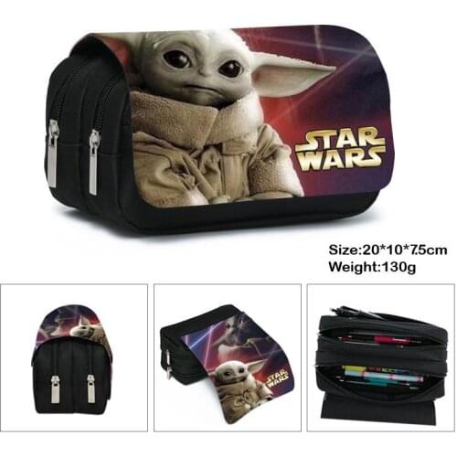 Star Wars Anime Figure Stationery Box Mandalorian Baby Yoda Student School Supplies High Capacity Pen Case kids Cartoon Pen Bag