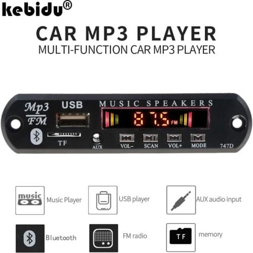 Kebidu Wireless USB Bluetooth Hands-free MP3 Player 12V Integrated MP3 Decoder Board Module with Remote Control USB FM Aux Radio