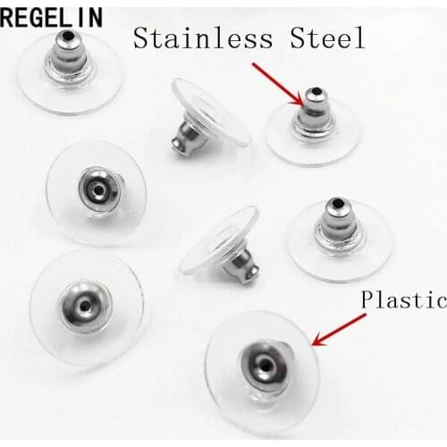 REGELIN 100pcs/lot Stainless Steel Round Earrings Back Fit Stud Earrings Clasp Earring Stopper DIY Ear Jewelry Making