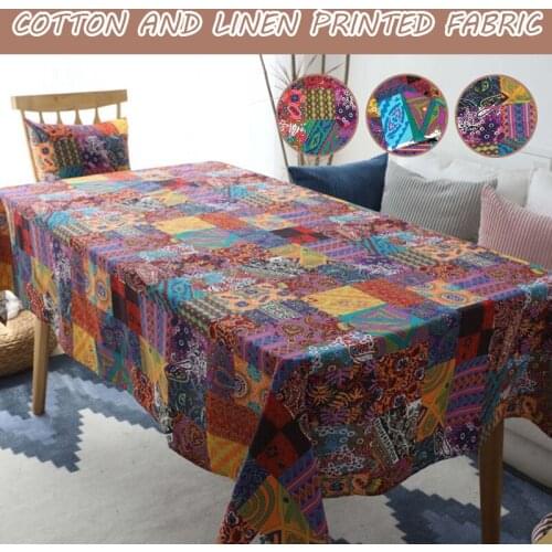 Ethnic Style Printed Summer Cotton Linen Fabric Sewing Dress Skirt Clothing DIY Handmade Clothes Crafts Material Textile Cloth