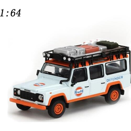 1:64 Scale MINI Defender 110 Gulf SUV Car Model Alloy Metal Diecast Toy Vehicle for Collection Gift Souvenir Collectible Display