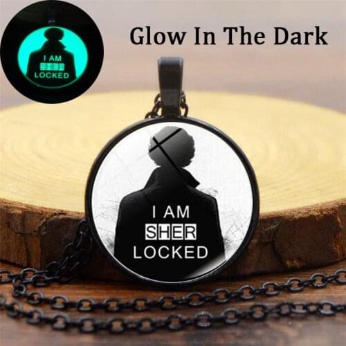 2020 Fashion 3 Colors Chain Alloy Luminous Necklace Glowing Sherlock Glass Round Pendant Necklace Women Men Punk Jewelry Gift