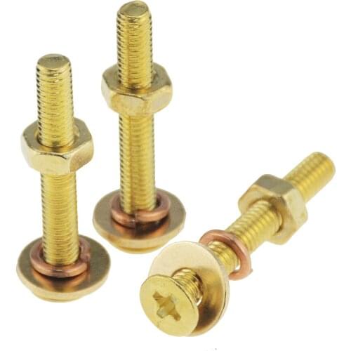 5 Set M3 M4 Copper Countersunk Head Cross Screw Nut Set Outer Hexagon Nut Washer Spring Washer Combination M3x8 M3x16 M4x8 M4x30