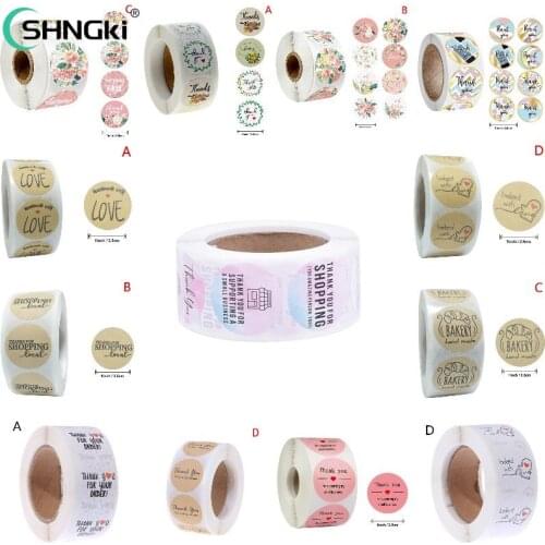 500pcs/roll Thank You Stickers For Seal Labels 1 Inch Gift Packaging Stickers Birthday Party Offer Stationery Sticker 42 Types