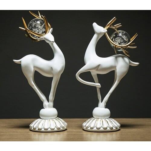 Nordic Resin Simple Abstract Deer Statue Home Decor Sculpture Modern Art Animal Figurines Christmas Decoration Accessories