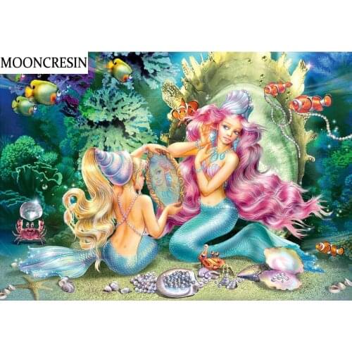 New 5D Diy Crystal Diamond Painting Mermaid Full Square Embroidery Diamond Mosaic Cross Stitch Of Rhinestone Painting Home Decor