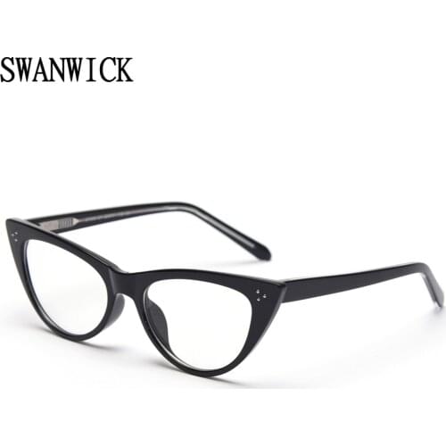 Swanwick TR90 cat eye spectacle frames woman glasses optical eyeglasses for female acetate rivet fashion black high quality hot