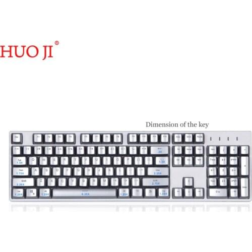 Silver Plated Keycaps forHUOJI Cherry MX Outemu Backlit Mechanical Keyboard Silver 104 Keys Keycap Set with Removal Tool