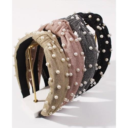 Cross Braid Headband Hair Accessories Womens Soft Velvet Twist Knotted Hairband Simulated Pearl Hair Band Winter Warm Headwear