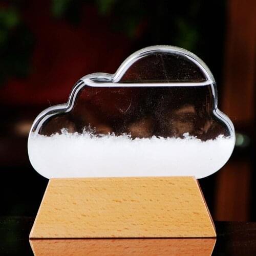 Storm Glass Weather Predictor Creative Cloud Weather Forecast Bottle With Wooden Base For Weather Predictor Home Decoration