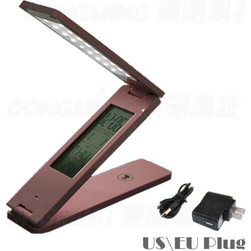 Folding LED table lamp Led rechargeable desk lamp eye protection mini portable LED light With Calendar alarm colck