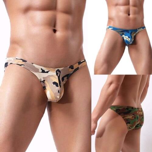 Fashion Mens Briefs Underwear Bulge Camouflage Print Sports Underpants Homme Panties Male Cuecas Masculina Underpants Panties