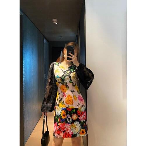 Top Quality 2021 New Designed Luxury D Style Lace Printing Women Dress Runaway