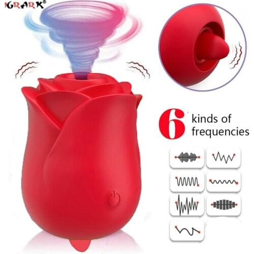 Rose Shape Sucking Vibrator Jump Egg Tongue Lick Adult Oral Sex Toys For Women Nipple Sucker Clitoris Stimulation Intimate Goods