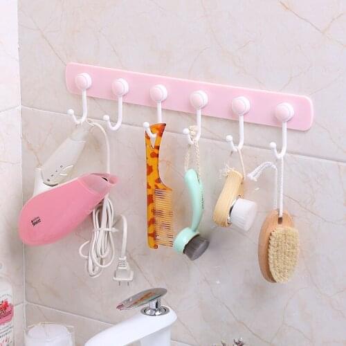 1pcs simple Japanese single-row kitchen and multi-purpose adhesive waterproof six hook