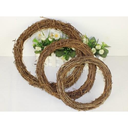 1PC Rattan Wreath Ring Artificial Flowers Garland Dried Flower Frame Home Decor DIY Wicker Floral Wedding Wreaths Christmas