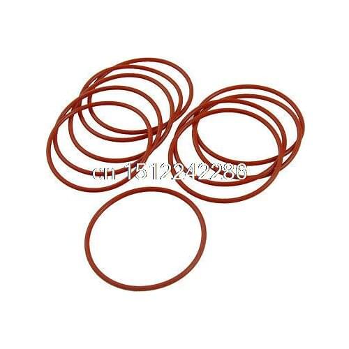 10 Pcs 50mm OD 2mm Thickness Red Silicone O Ring Oil Seals