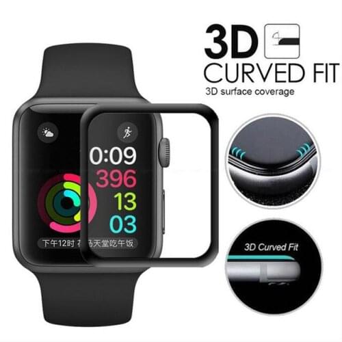 20pcs For iWatch Tempered Glass For Apple Watch 38mm 42mm 1/2/3 3D Full Cover Curved Black Edge Screen Protector Film Guard